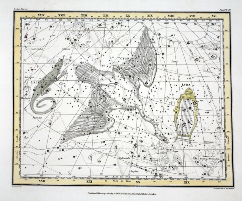The Constellations (Plate XI) Cygnus, Lacerta and Via Lactea, 1822.