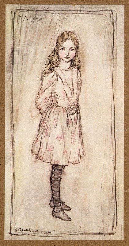 Alice, frontispiece from Alice's Adventures in Wonderland, by Lewis Carroll, pub. 1907.