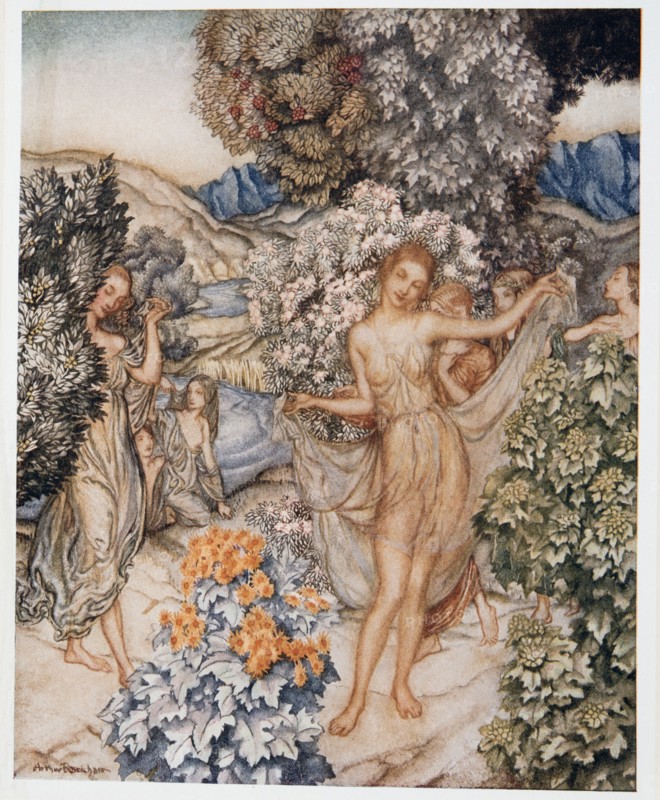 Come, temperate nymphs, and help to celebrate a contract of true love, illustration from 'The Tempes