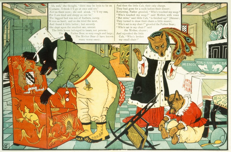 Illustration from The Three Bears, pub. 1873  (colour lithograph)