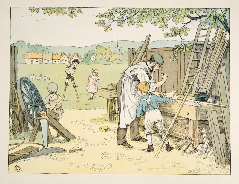 The Carpenter,  from Four and Twenty Toilers, pub. 1900 (colour lithograph)