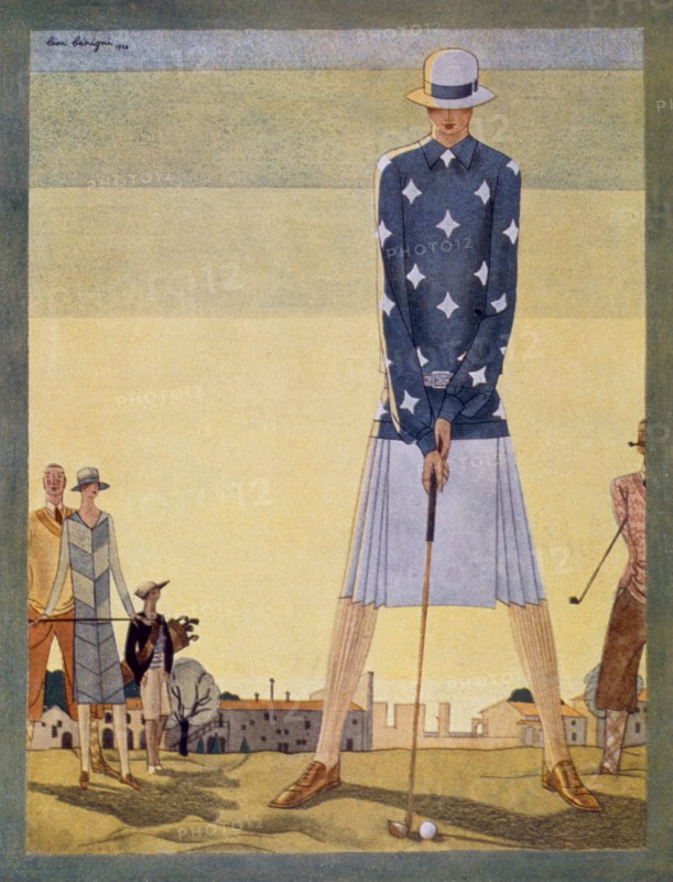 Ladies Golf Outfit by Jane Regny, pub. 1926 (colour lithograph)
