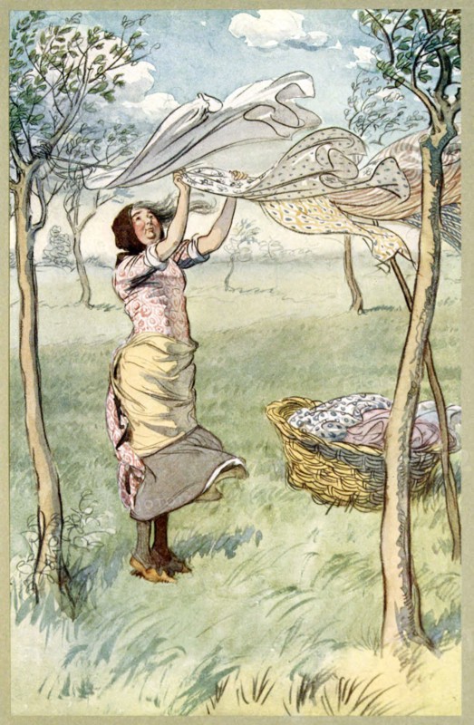 I wash, wring .. And do it all myself, from The Merry Wives of Windsor, pub. 1910. Creator: Hugh Thomson (1860 - 1920).