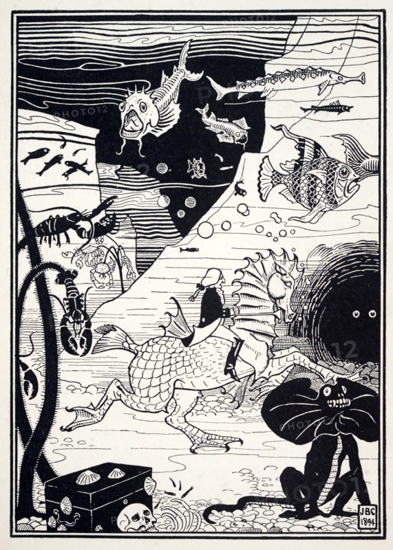 There was a great variety of tall, noble trees, loaded with marine fruit, such as lobsters?, 1895. Creator: Joseph Benwell Clark (1857 -.