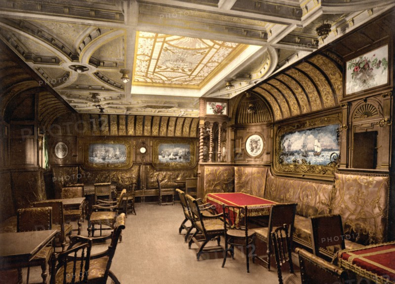 Smoking Salon on Kaiser Wilhelm der Grosse, pub. c1897. Creator: American School (19th Century).