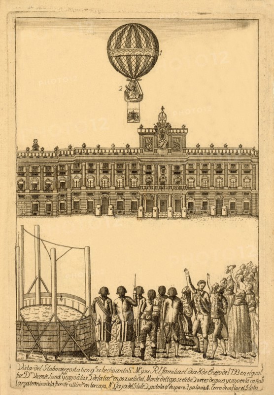 Vista del globo areostatico qe. se hecho ante ?, pub. 1793. Creator: Italian School (18th Century).