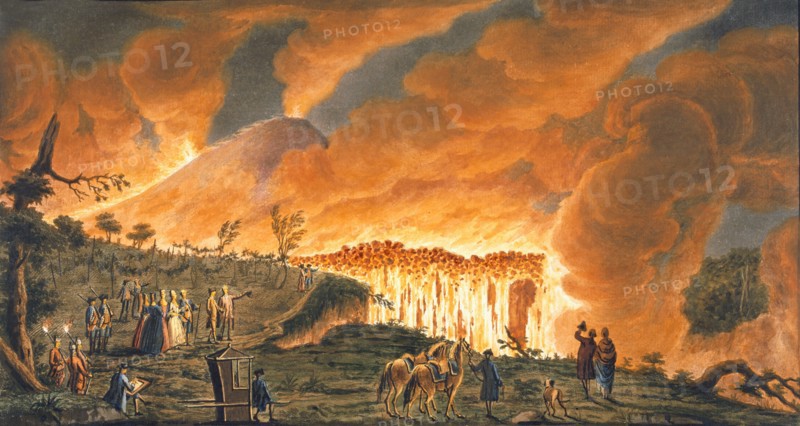 View of Hamilton escorting their Sicilian majesties on 11th May 1771,  to observe the lava flow ?, 1 Creator: Pietro Fabris (fl. 1768 - 78).