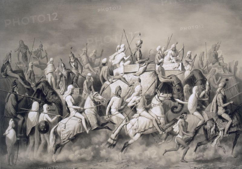 Chir Singh, Maharajah of the Sikhs and King of the Punjab with his retinue hunting near Lahore, 1859 Creator: A. Soltykoff (19th century).
