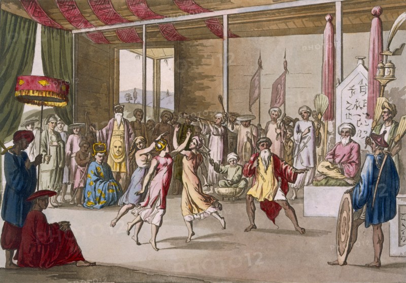 Cochin Chinese drama, from 'Costume dei...', c1820s-30s.  Creator: Angelo Monticelli (1778-1837).