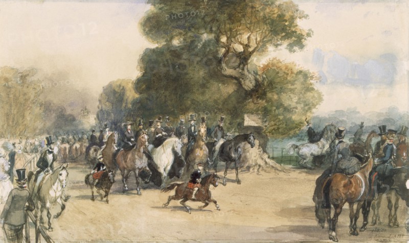Scene in Hyde Park, c1850s. Creator: Eugene-Louis Lami (1800-90).