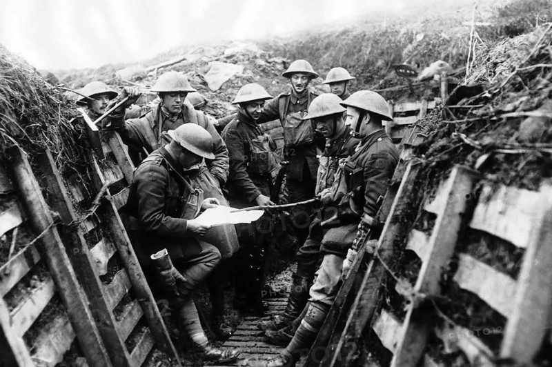 Soldiers in a Trench, c1914-18. Creator: British Photographer (20th Century).