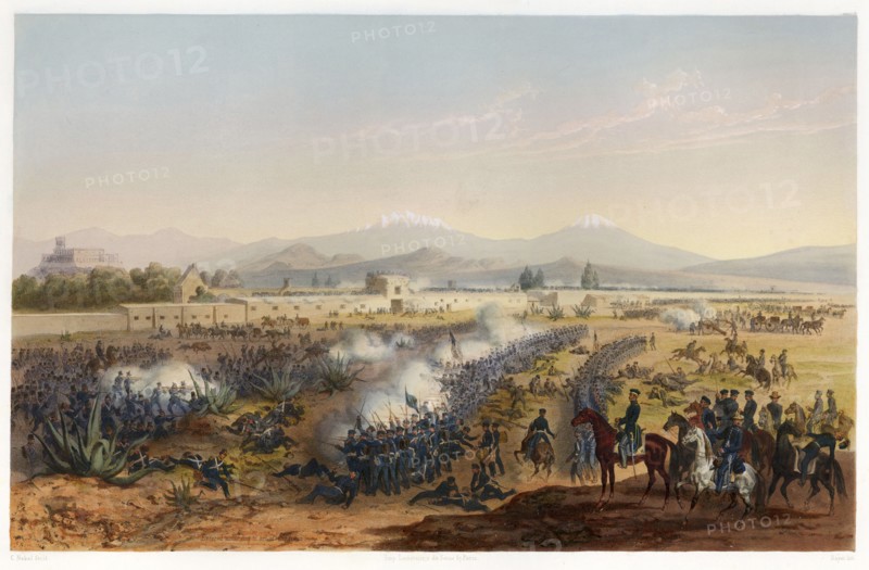 Molino del Rey - attack upon the Molino,  pub. 1851. Creator: Carl Nebel (1805 - 1855).