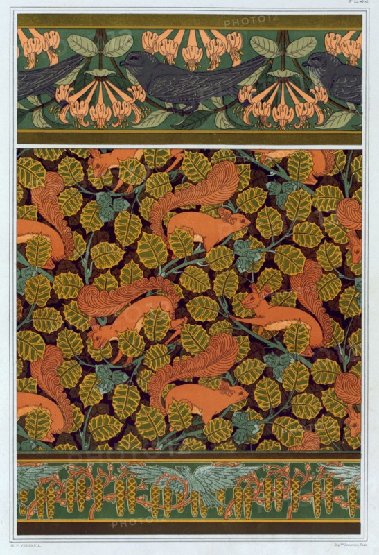 Designs for wallpaper,  and borders,  pub. 1897. Creator: Maurice Pillard Verneuil (1869?1942).
