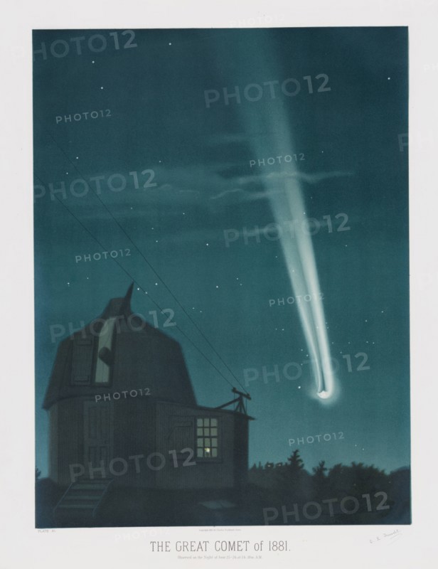 The Great Comet of 1881, observed on the Night of June 25-26, at 1h.30m AM, pub. 1881. Creator: Étienne Léopold Trouvelot (1827 ? 1895) .