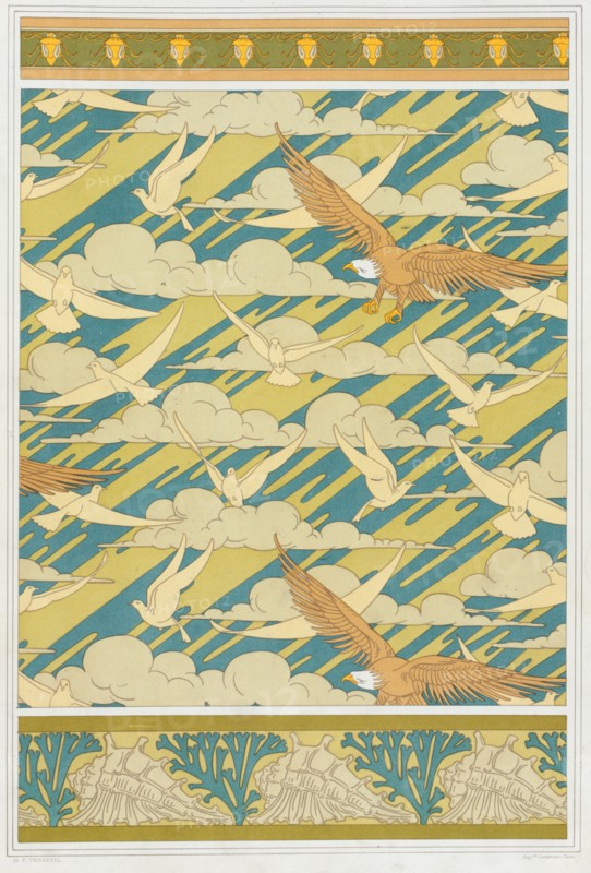 Designs for wallpaper border "Squash Bug", pub. 1897. Creator: Maurice Pillard Verneuil (1869?1942).