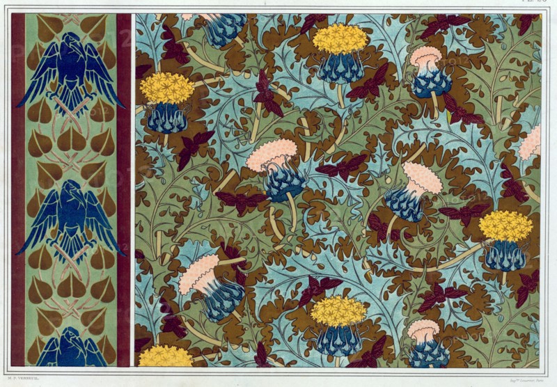 Designs for wallpaper borders and printed fabric,  pub. 1897. Creator: Maurice Pillard Verneuil (1869?1942).