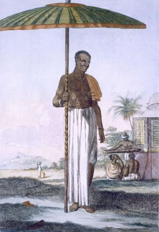 Porter of the Ouriah caste, pub. 1808-12. Creator: Franz Balthazar Solvyns (1760-1824).