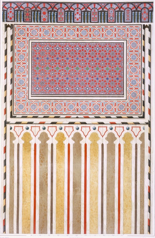 Cairo: Decoration of the El Bordeyny Mosque: geometric patterns of the mosaic of the Mihrab, pub. 18 Creator: Emile Prisse d'Avennes (1807-79).