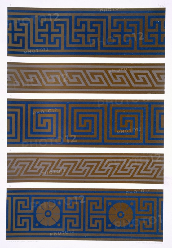 Greek Ornament: Bands or borders in dark on light and light on dark colours, pub. 1892. Creator: George Ashdown Audsley (1838-1925).