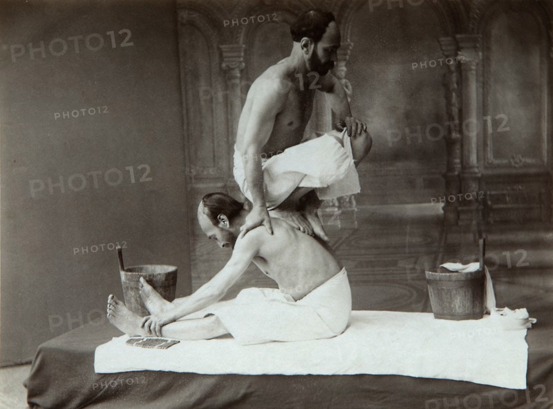 'The Oriental bath. Massage', 1880s. Artist: Dmitri Ivanovich Yermakov