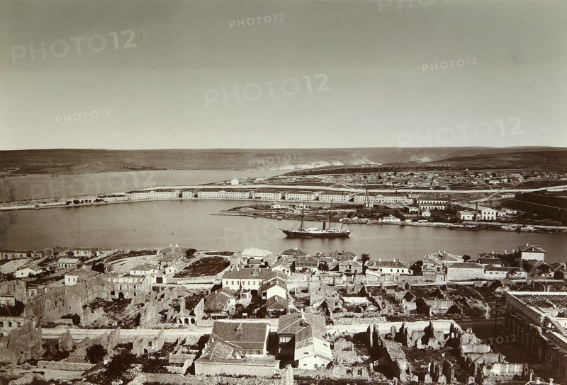 The South Bay and Cape Paul, Sevastopol, Crimea, 1850s. Artist: Unknown