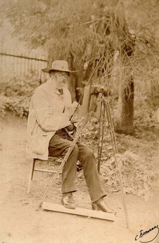 Yakov Polonsky, Russian poet, working at an easel, c1890. Artist: Sergei Dmitrievich Botkin