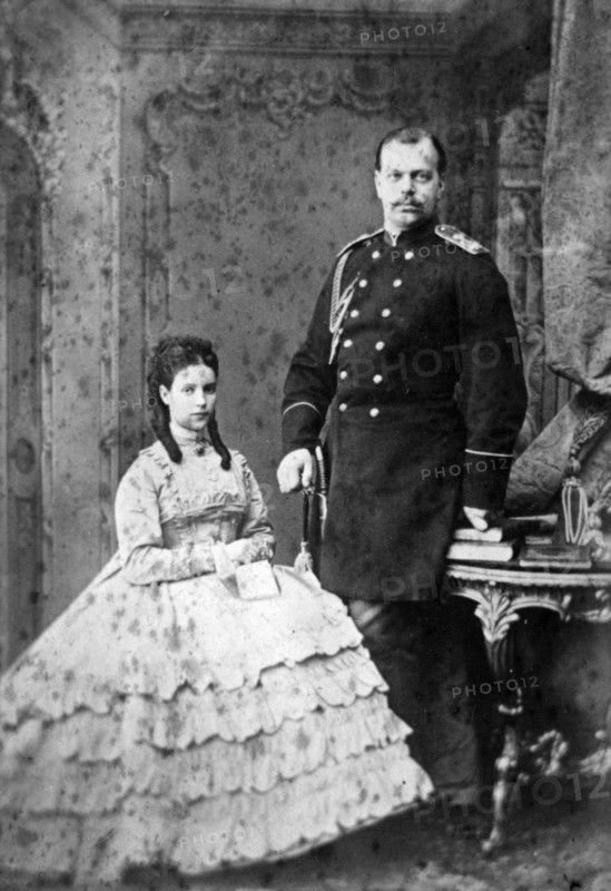 Princess Dagmar of Denmark and Grand Duke Alexander Alexandrovich of Russia, 1866.  Artist: Anon
