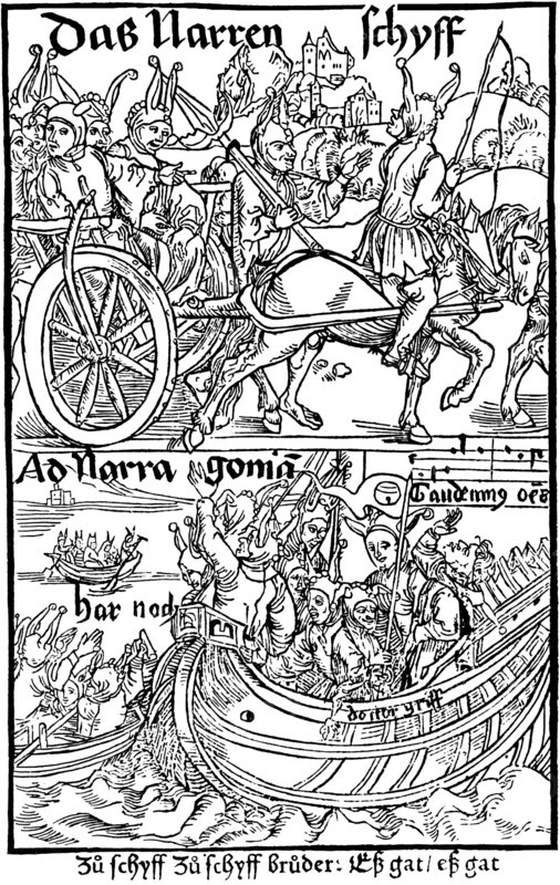 Title page of an edition of Ship of Fools, by Sebastian Brant, 1494.  Artist: Albrecht Dürer