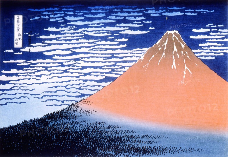'Red Fuji', 1823-1831.  Artist: Hokusai