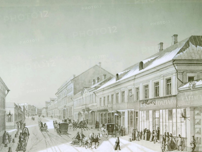 Kuznetsky Most, Moscow, Russia, 1840s.  Artist: Anon