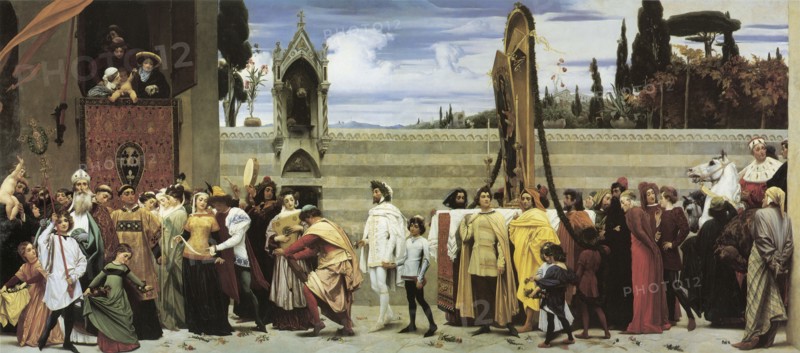 'Cimabue's Celebrated Madonna is carried in Procession through the Streets of Florence', 1853-1855. Artist: Frederic Leighton