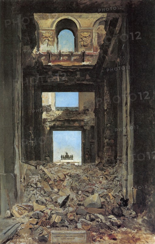 'The Ruins of the Tuileries Palace after the Commune of 1871', 1877.  Artist: Jean Louis Ernest Meissonier