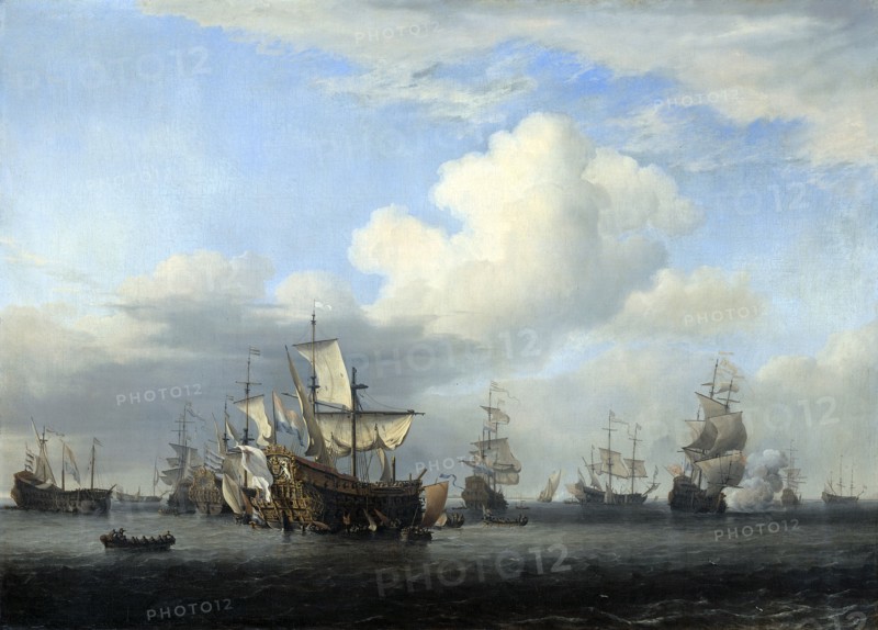 'The captured 'Swiftsure', 'Seven Oaks', 'Loyal George' and 'Convertine...', c1666. Artist: Willem van de Velde the Younger