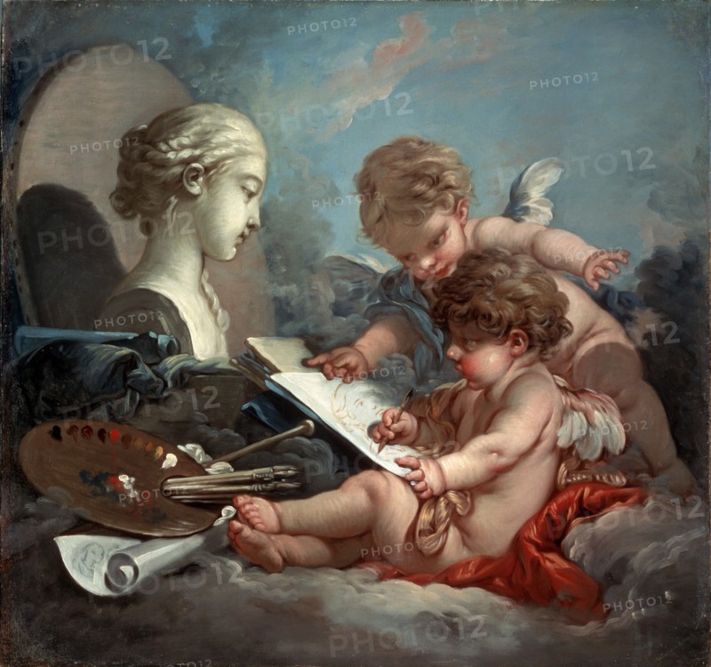 'Cupids', allegory of painting, 1760s.  Artist: François Boucher