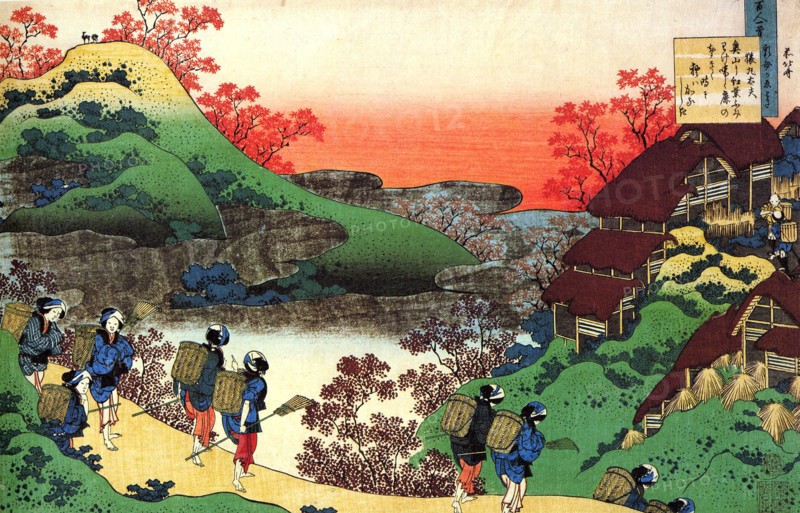From the series Hundred Poems by One Hundred Poets: Sarumaru Dayu, c1830.  Artist: Hokusai