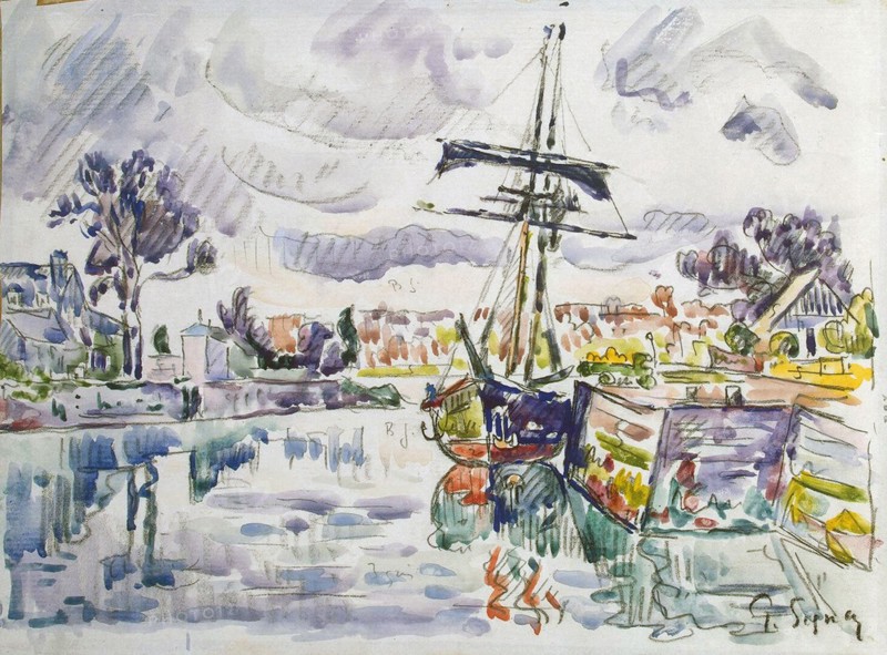 'Sailboat at a Pier', 1920s.  Artist: Paul Signac