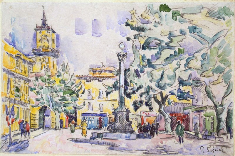 'Square of the Hotel de Ville in Aix-en-Provence', early 20th century. Artist: Paul Signac