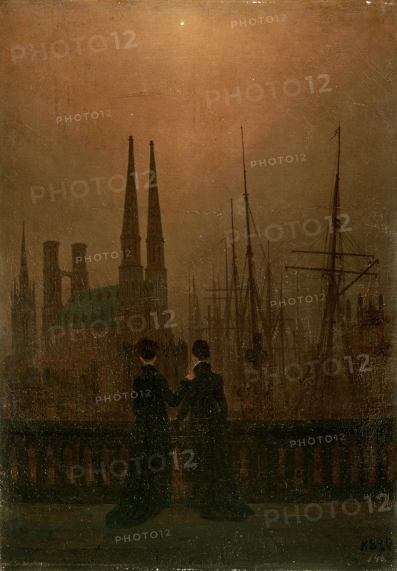 'Harbour at Night (Sisters)', 1818-1820.  Artist: Caspar David Friedrich