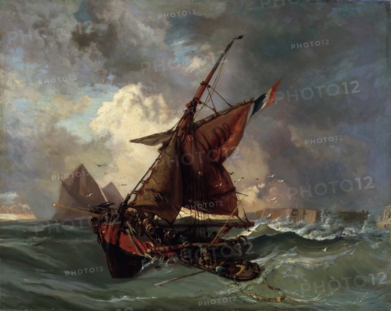 'Ships in a stormy sea', 19th century. Artist: Eugène Delacroix