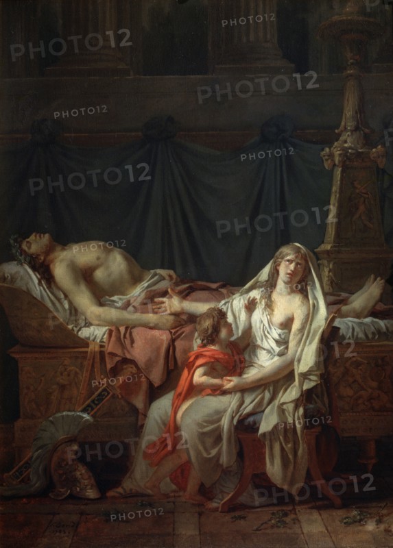 'Andromache mourns Hector', 1783.  Creator: Jacques-Louis David.