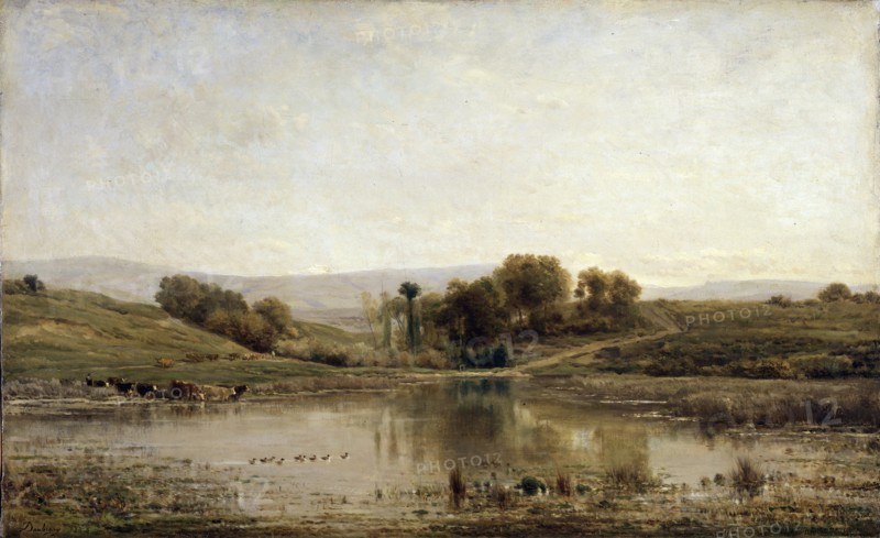 'A Pond', 1858.  Artist: Charles François Daubigny