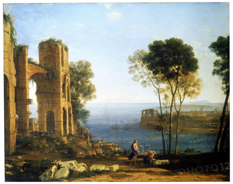 'Coast View with Apollo and the Cumaean Sibyl', between 1645 and 1649.  Artist: Claude Lorrain