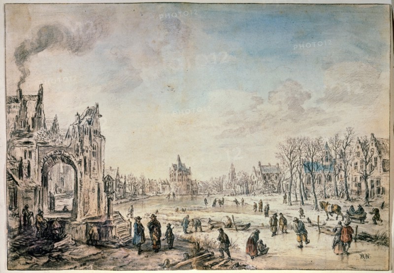 'Winter Landscape with Skaters', Dutch painting of 17th century. Artist: Aert van der Neer