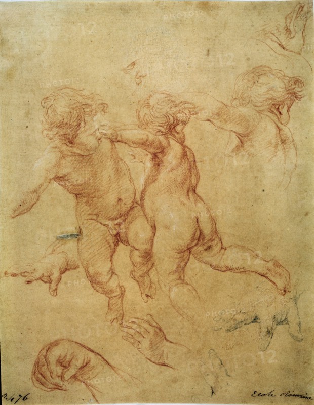 'Two flying putti', study, 1740s. Artist: Pompeo Batoni