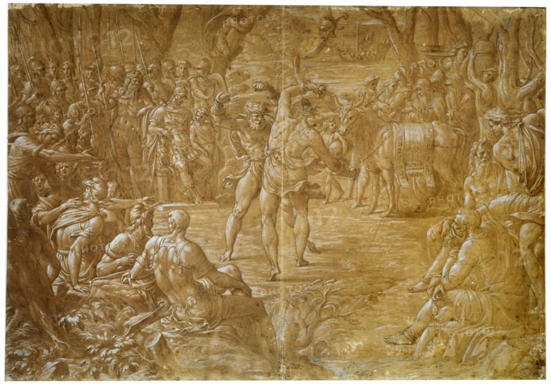 'The Fight between Entellus of Sicily and Dares of Troy', c1544. Artist: Luca Penni