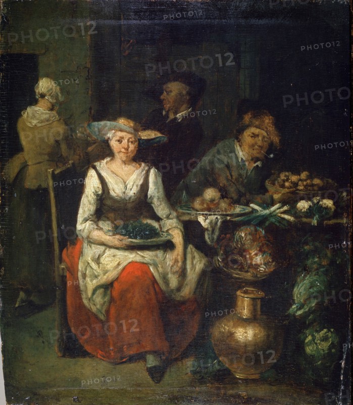 'At a Greengrocer', c1700-1730. Flemish painting Artist: Jan Baptist Lambrechts