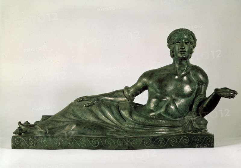 'Cinerary Urn in the form of a reclining Youth (Etruria)', early 4th century BC. Artist: Unknown