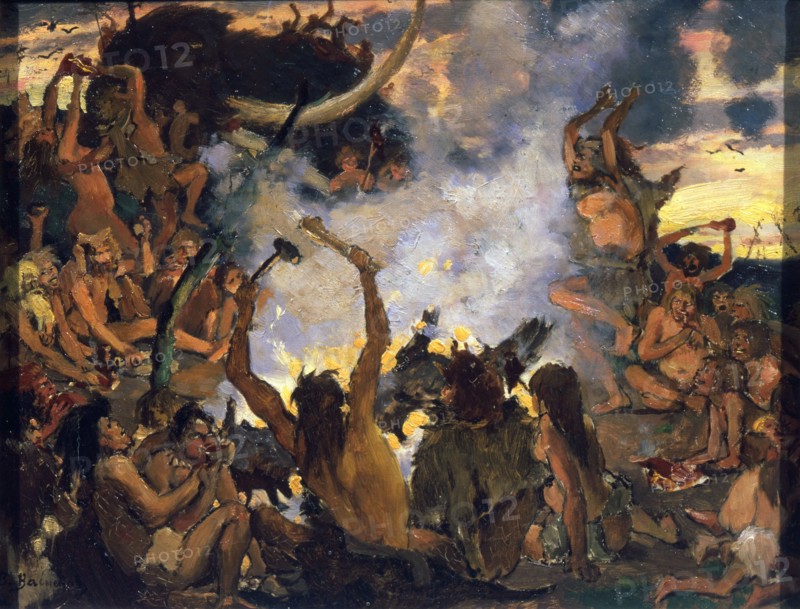 'The Stone Age. A Feast', 1883.  Artist: Viktor Mihajlovic Vasnecov