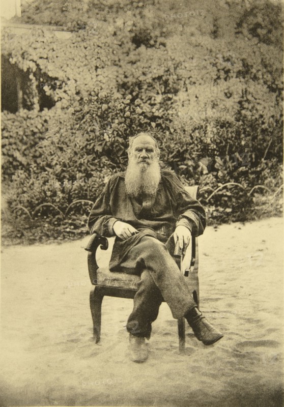 Russian author Leo Tolstoy, Yasnaya Polyana, near Tula, Russia, 1890s. Artist: Sophia Tolstaya