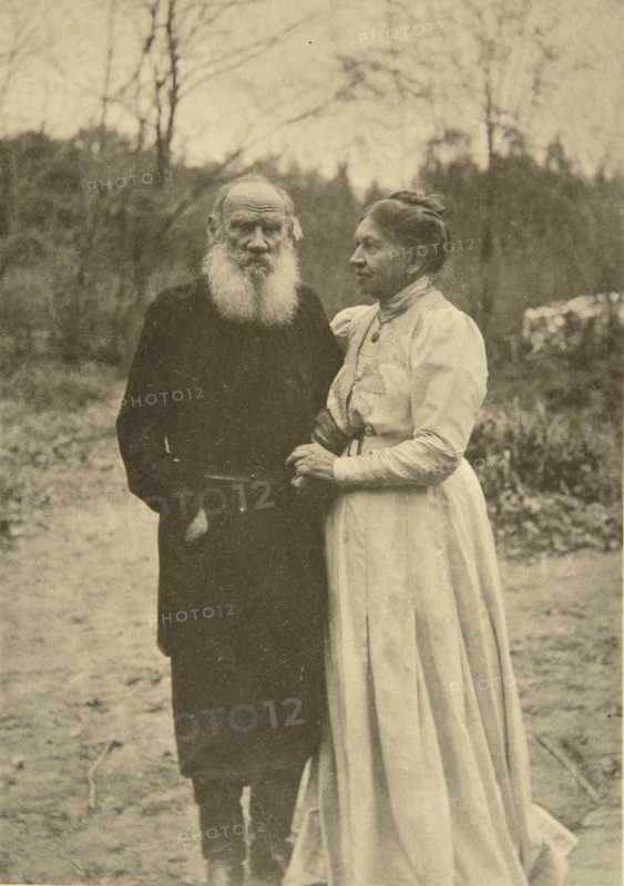 Russian author Leo Tolstoy and his wife, Sophia, Russia, 23 September 1910.  Artist: Sophia Tolstaya
